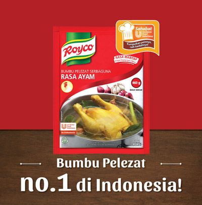 Royco Bumbu Pelezat Rasa Ayam - Royco, dengan daging & rempah berkualitas untuk hasilkan kaldu mantap, penuh citarasa!